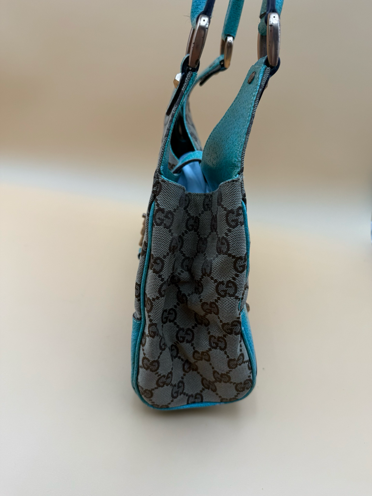 Gucci Canvas Jackie Piston Lock Teal Shoulder