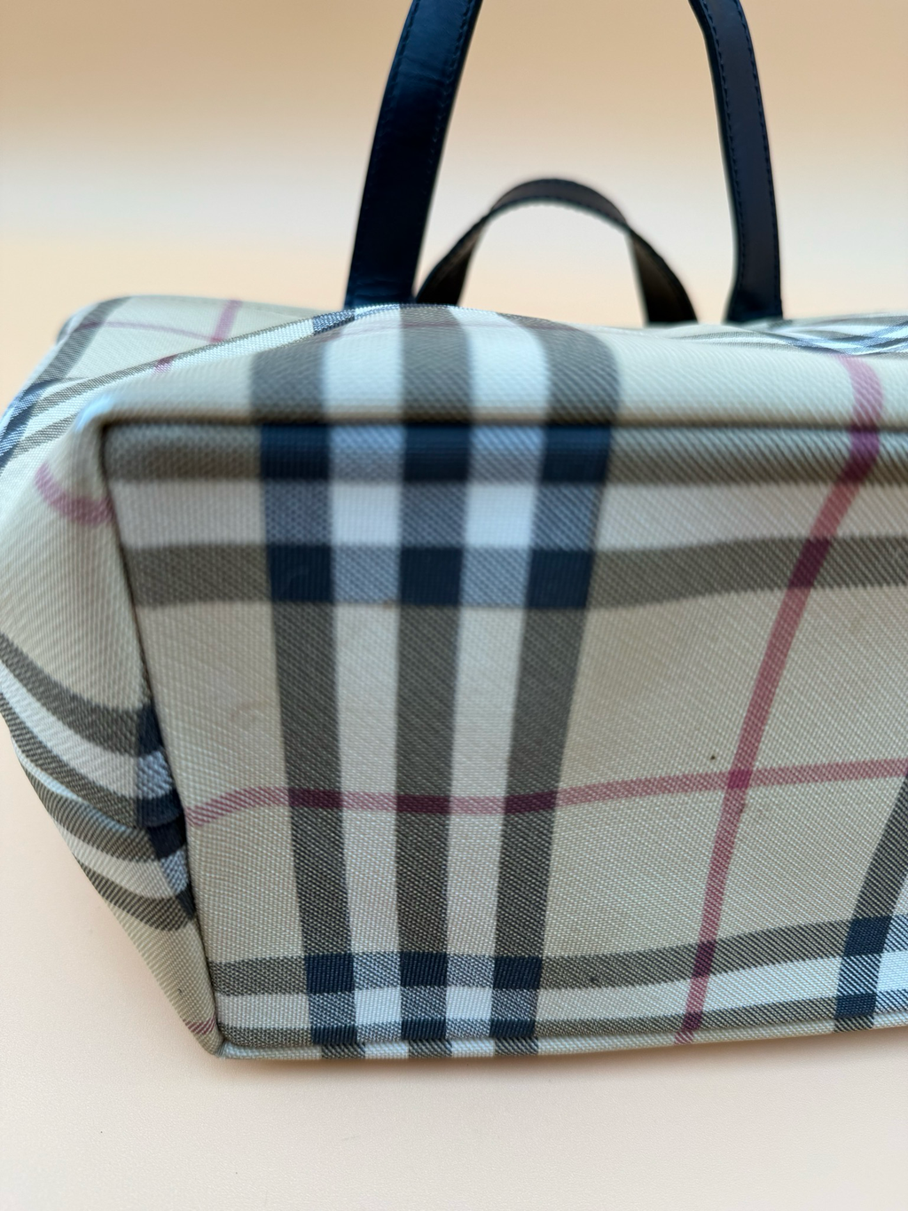 Burberry Nova Check Top Handle Coated Canvas