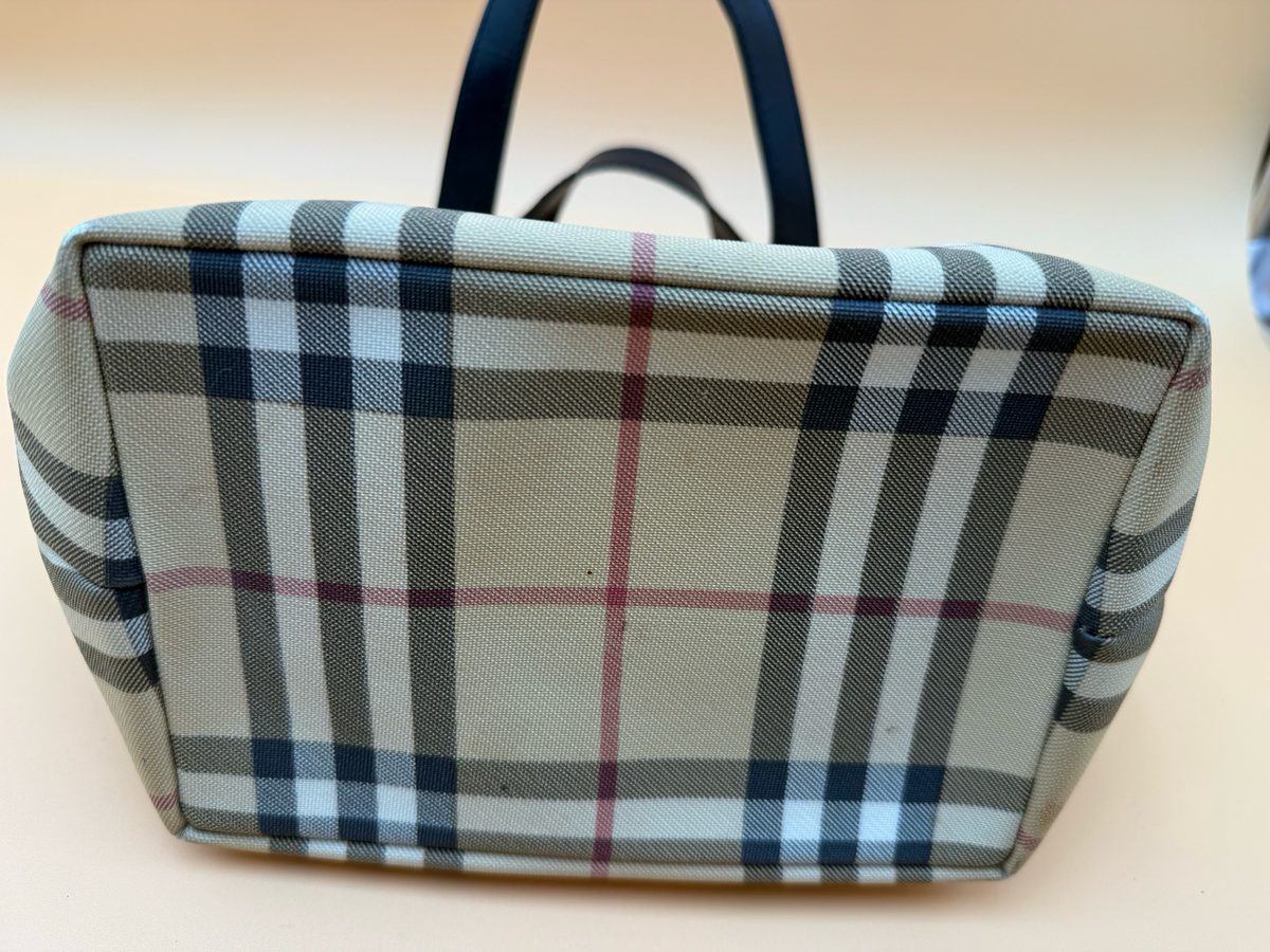 Burberry Nova Check Top Handle Coated Canvas