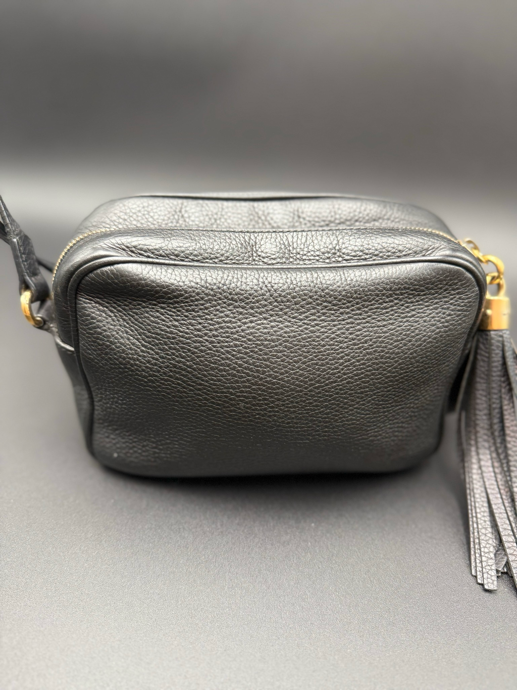 Gucci Soho Disco Camera Bag Pebbled Leather Black With Wallet Long Flap Bundle