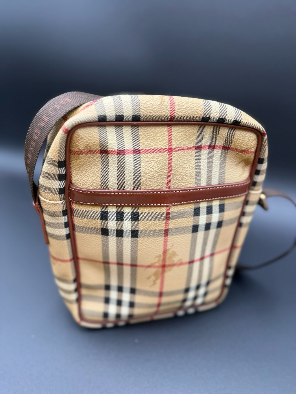 Burberry Haymarket Check Crossbody Messenger Camera Bag