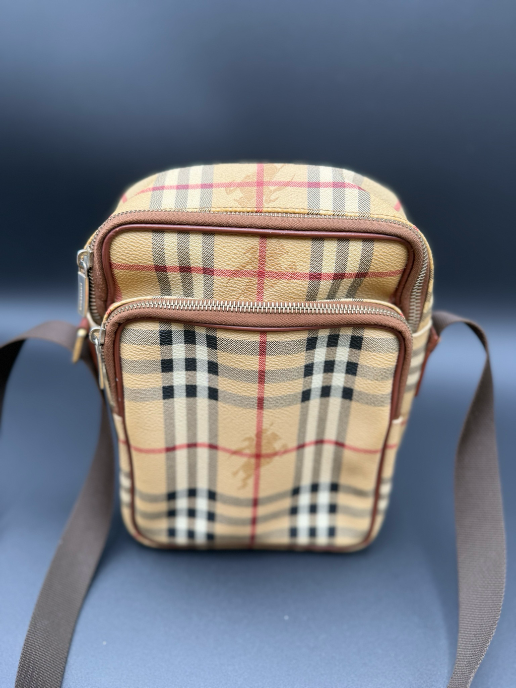 Burberry Haymarket Check Crossbody Messenger Camera Bag