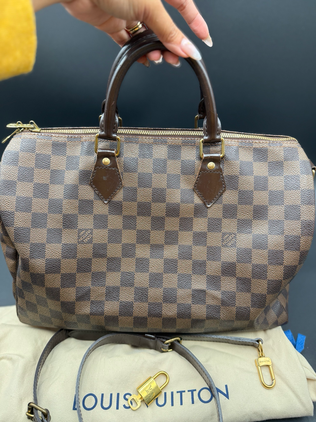 Louis Vuitton Damier Ebene Bandoulier Speedy 35 Crossbody Messenger
