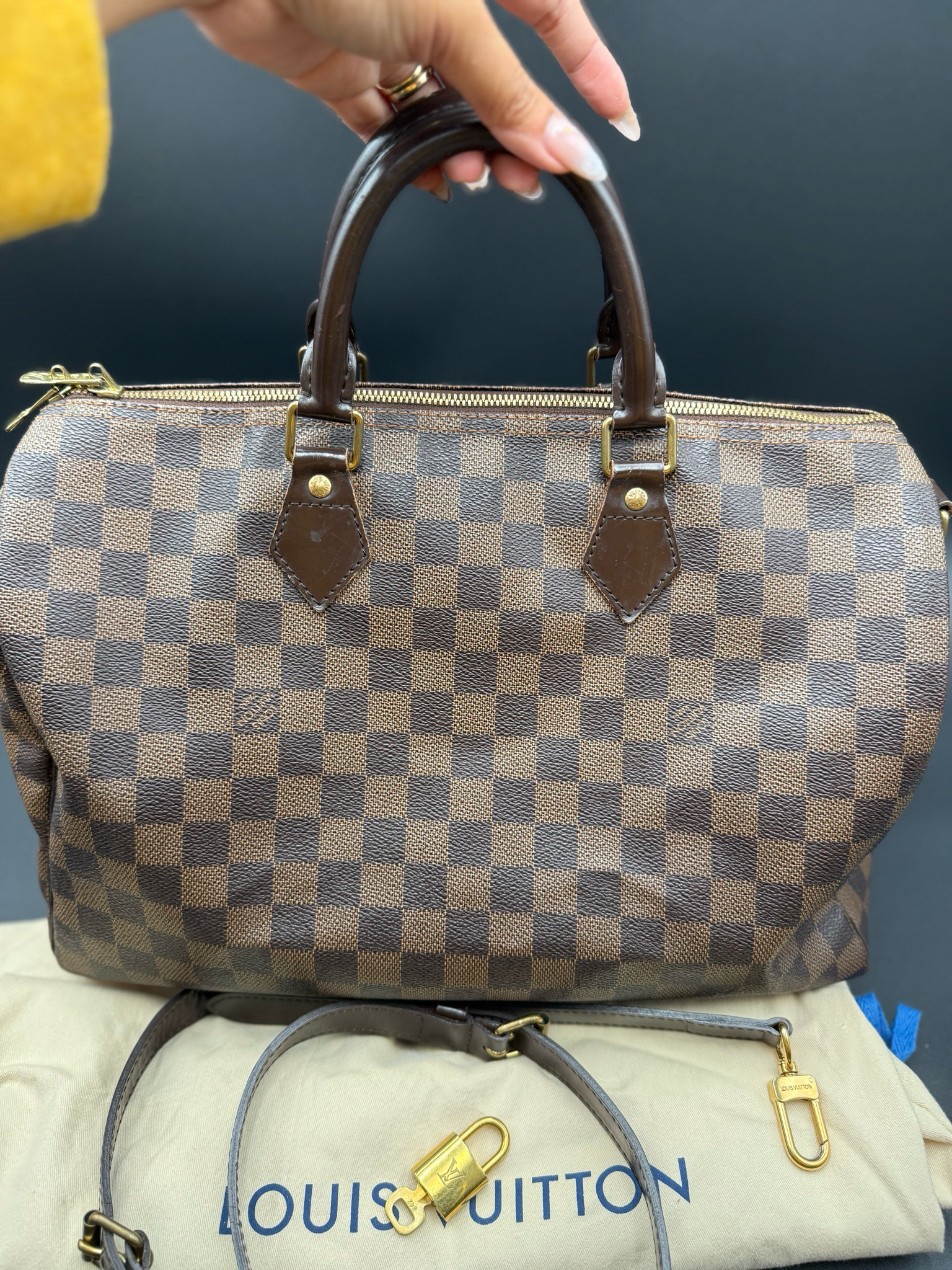 Louis Vuitton Damier Ebene Bandoulier Speedy 35 Crossbody Messenger