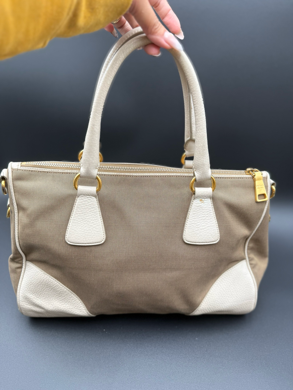 Prada Jacquard Canapa Canvas Tote Shoulder
