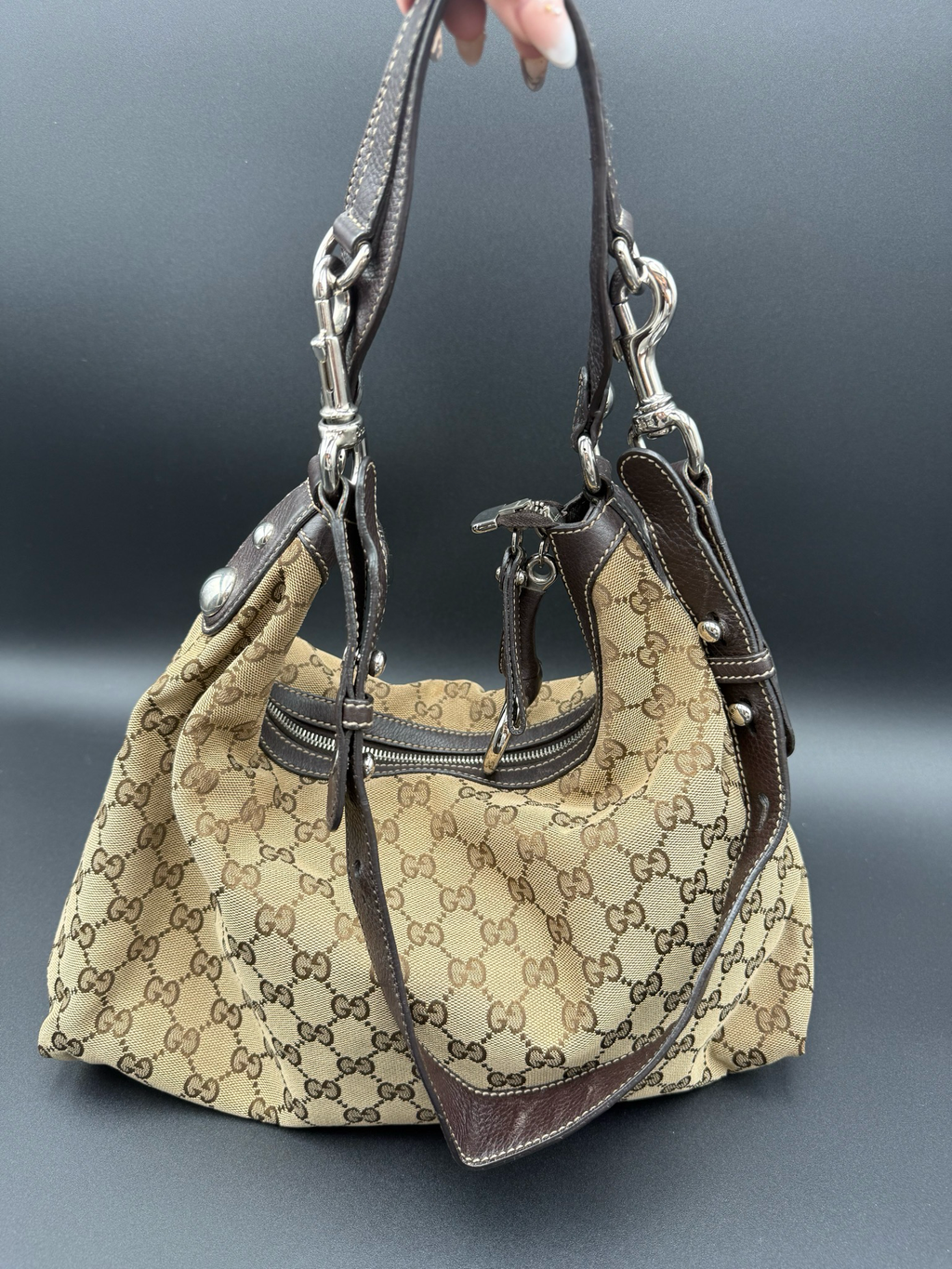 Gucci Monogram Canvas Icon Bit Medium Shoulder Sling