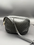 Gucci Guccissima Bree Camera Crossbody Messenger Bag Black