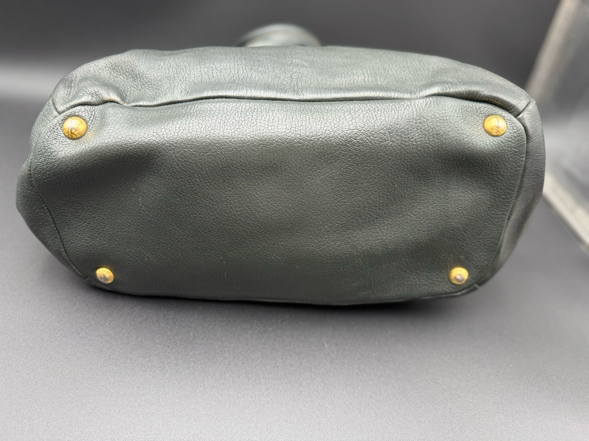 Prada Vitello Daino Tote Medium Shoulder Bag Dark Green