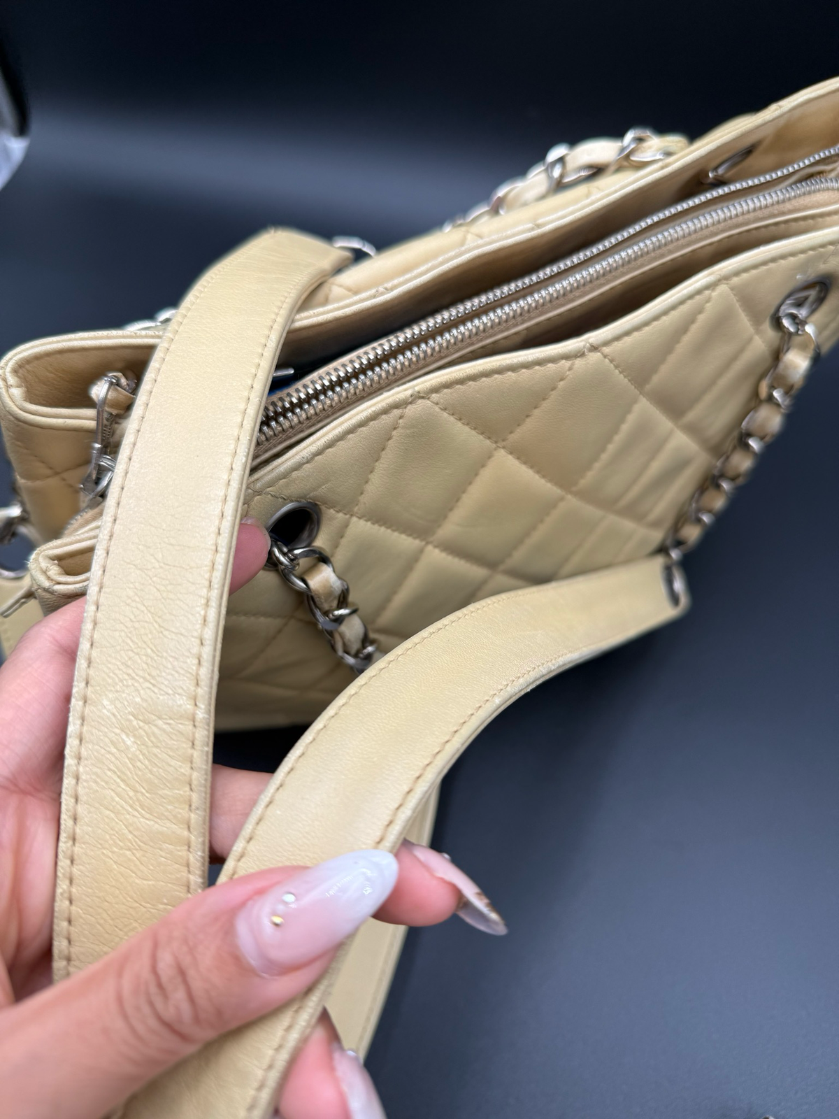 Chanel Lambskin Quilted Vintage Tote Front Pocket