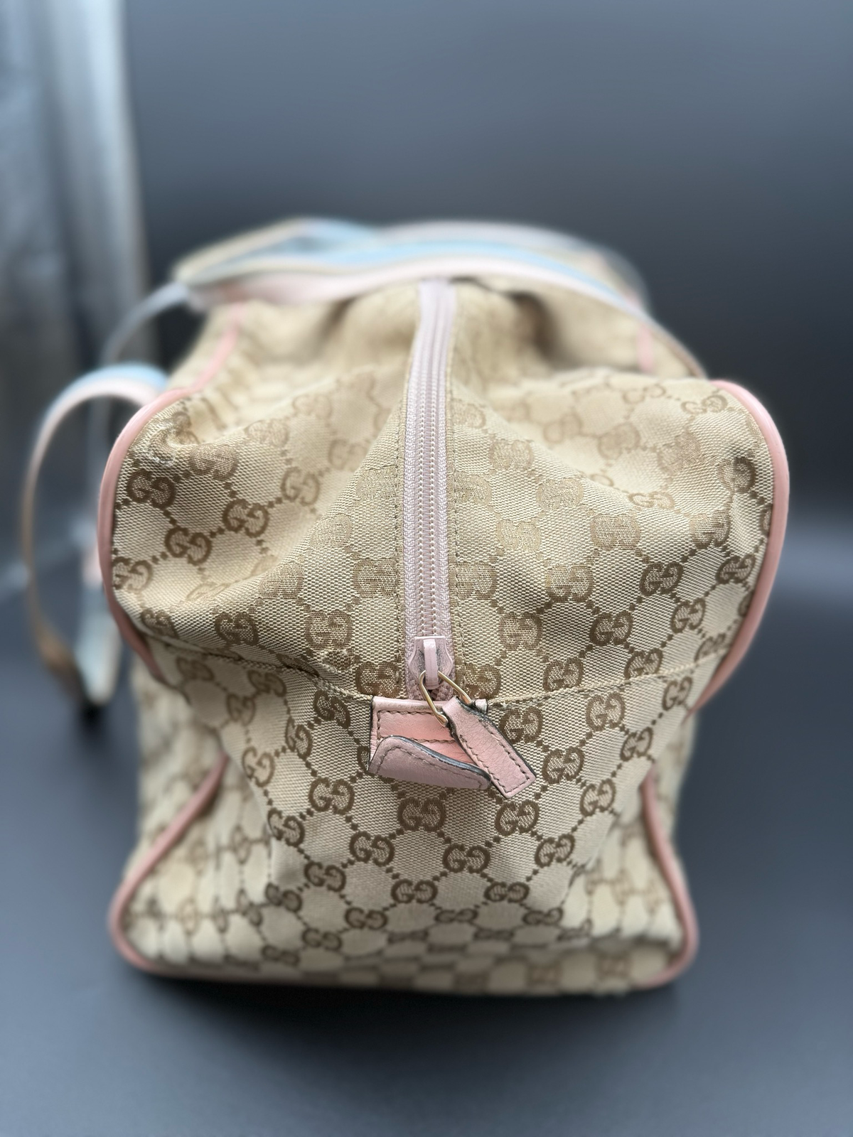 Gucci Canvas Travel Duffle Carry On Web Strap