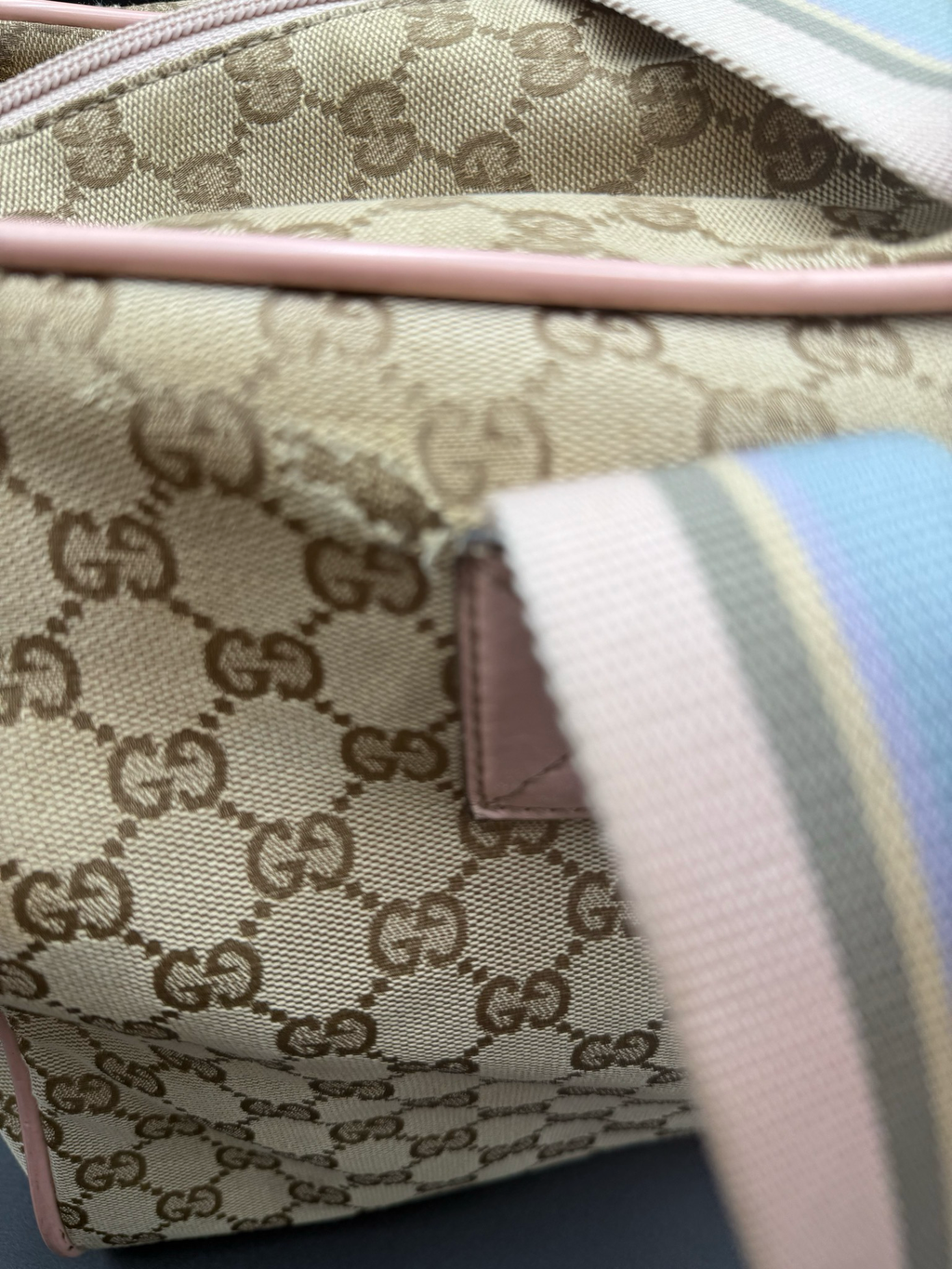 Gucci Canvas Travel Duffle Carry On Web Strap