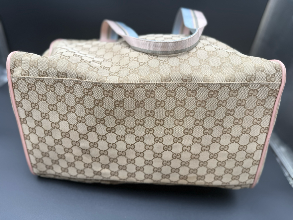 Gucci Canvas Travel Duffle Carry On Web Strap
