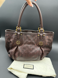 Gucci Guccissima Leather Scarlett Tote Dark Brown Shoulder Bag
