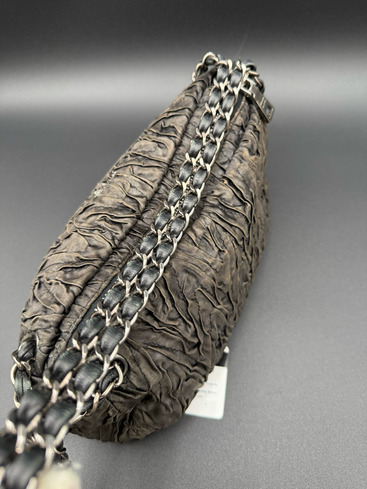 Prada Ruched Wrinkled Small Shoulder Tote Zipper Long Strap
