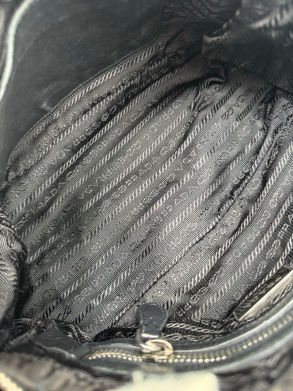 Prada Ruched Wrinkled Small Shoulder Tote Zipper Long Strap