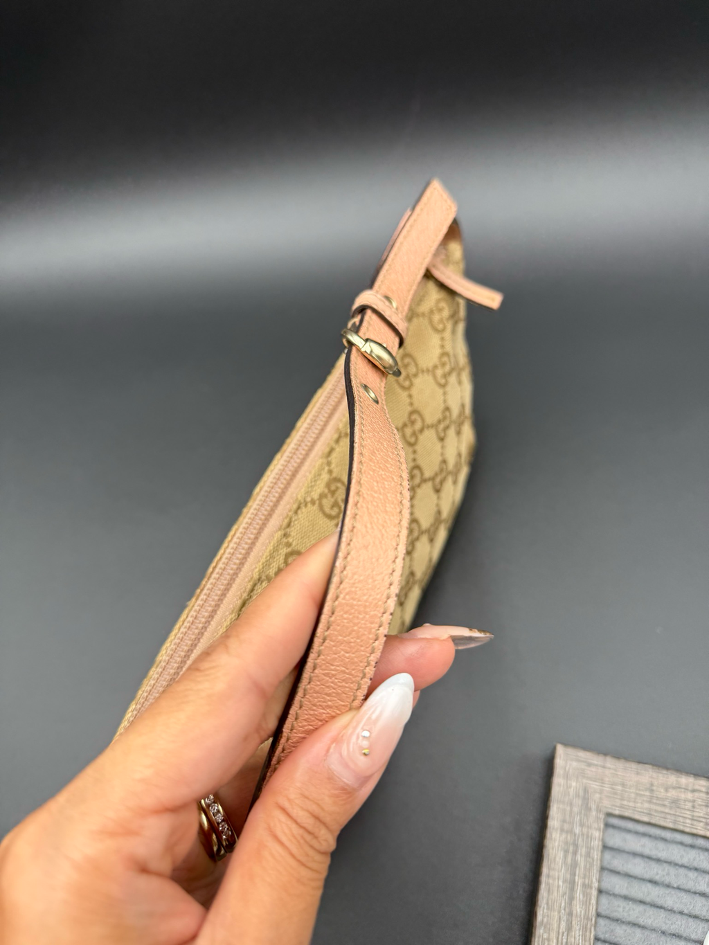 Gucci Monogram Canvas Pretty Boat Pochette Shoulder Pink