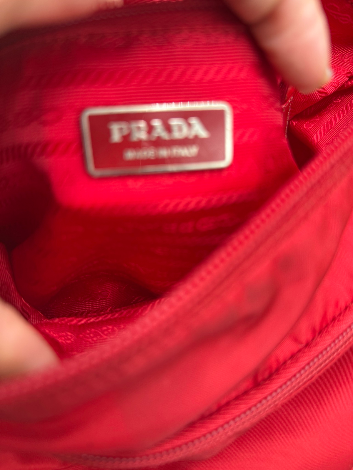 Prada Nylon Tessuto Front Zipper Messenger Tote Crossbody Red