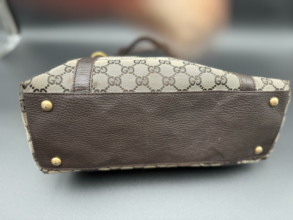 Gucci Monogram Canvas Tote Abbey Shoulder Bag
