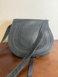 Chloe Marcie Saddle Black Medium Pebbled Leather Messenger