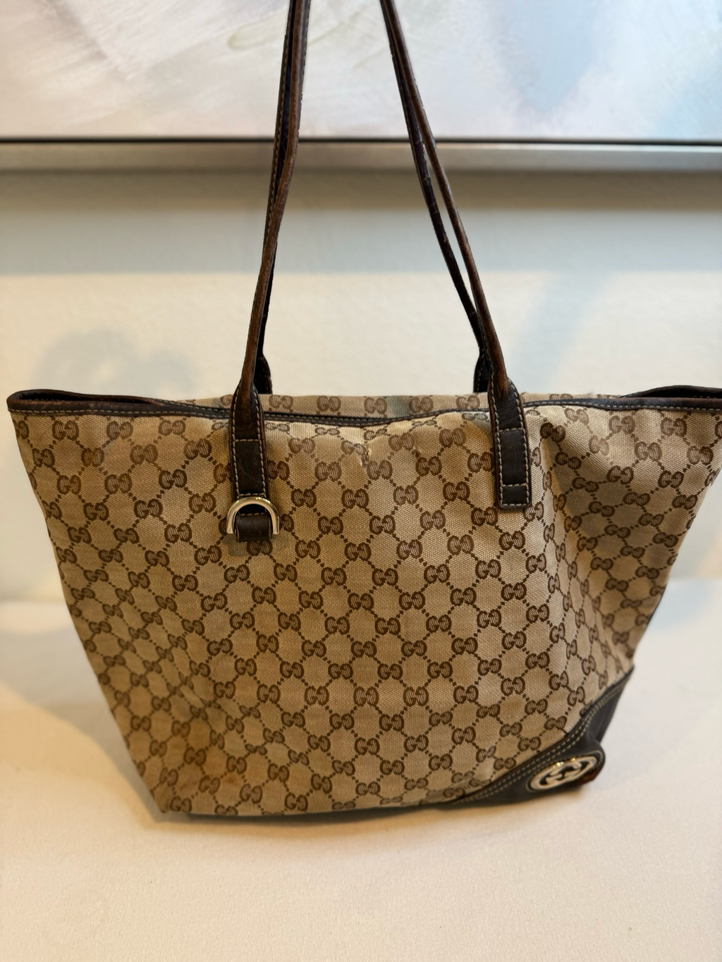 Gucci Monogram Canvas New Britt Medium Tote