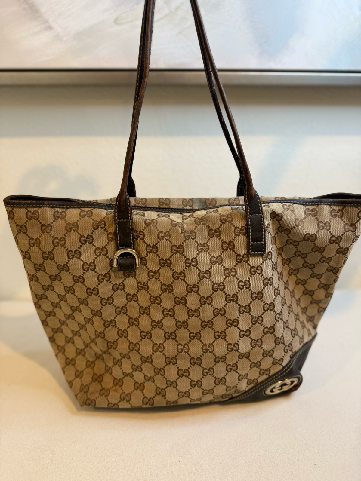 Gucci Monogram Canvas New Britt Medium Tote