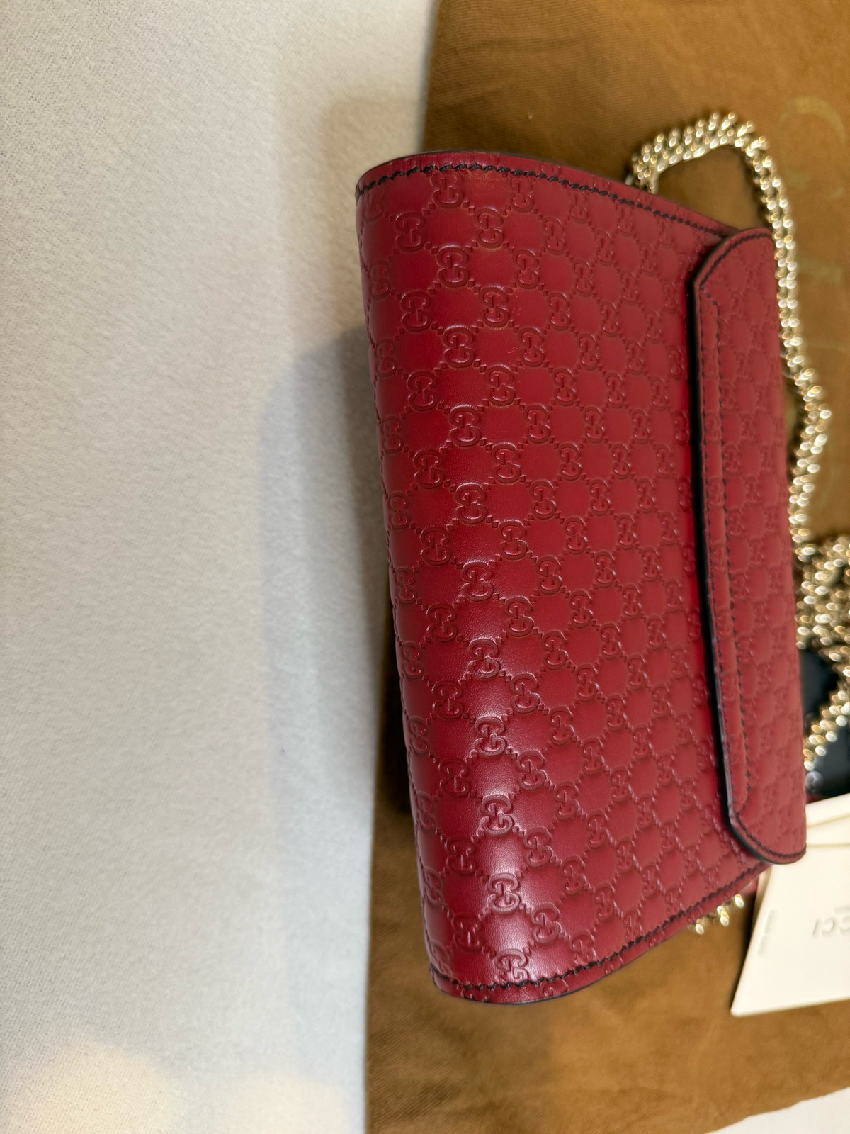 Gucci Leather Micromonogram Emily Mini Flap Crossbody