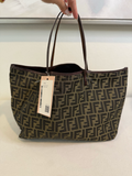 Fendi Zucca Roll Tote Monogram Canvas With Pouch Large Tote