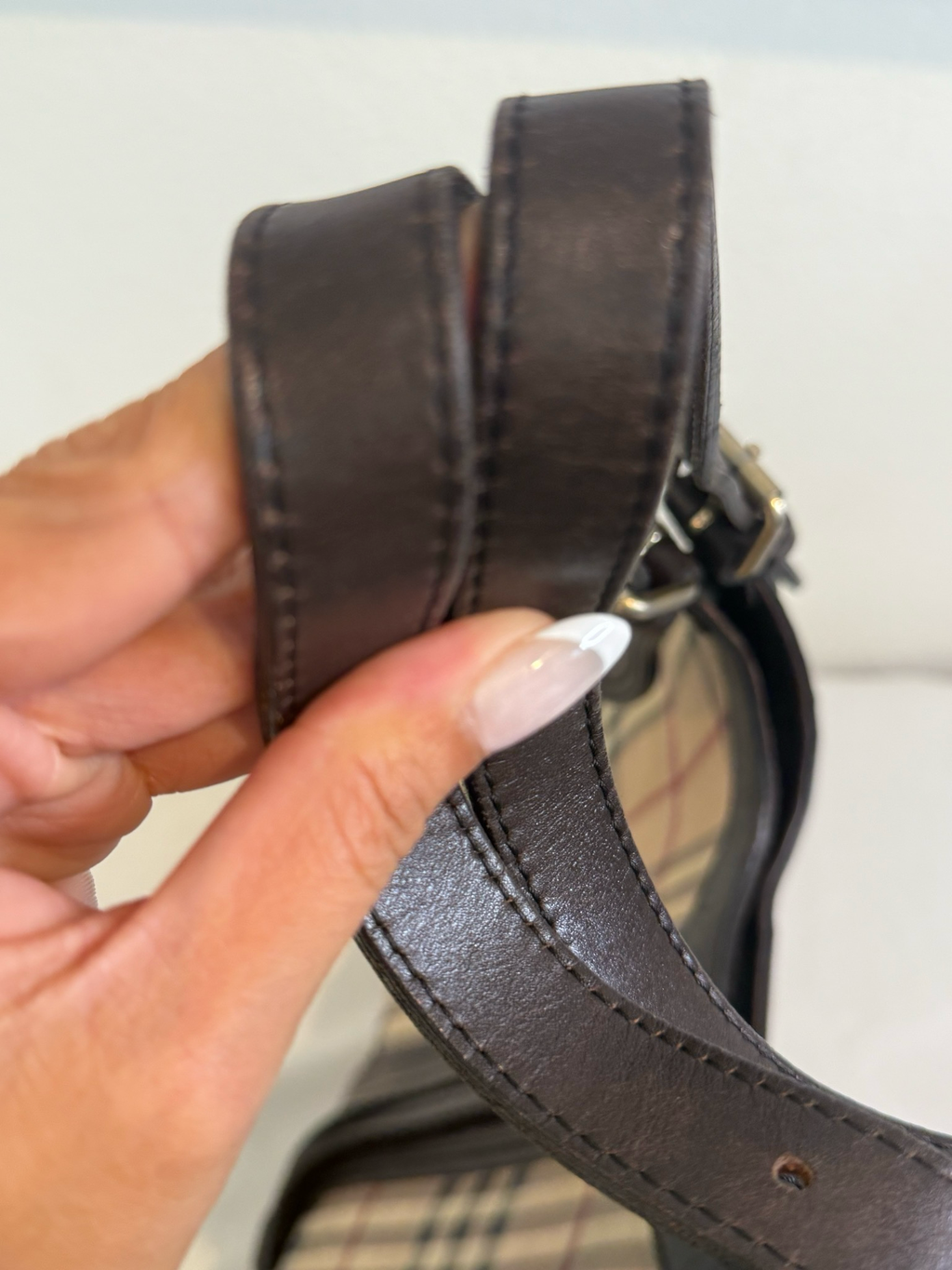 Burberry Haymarket Check Tote Shoulder Bag