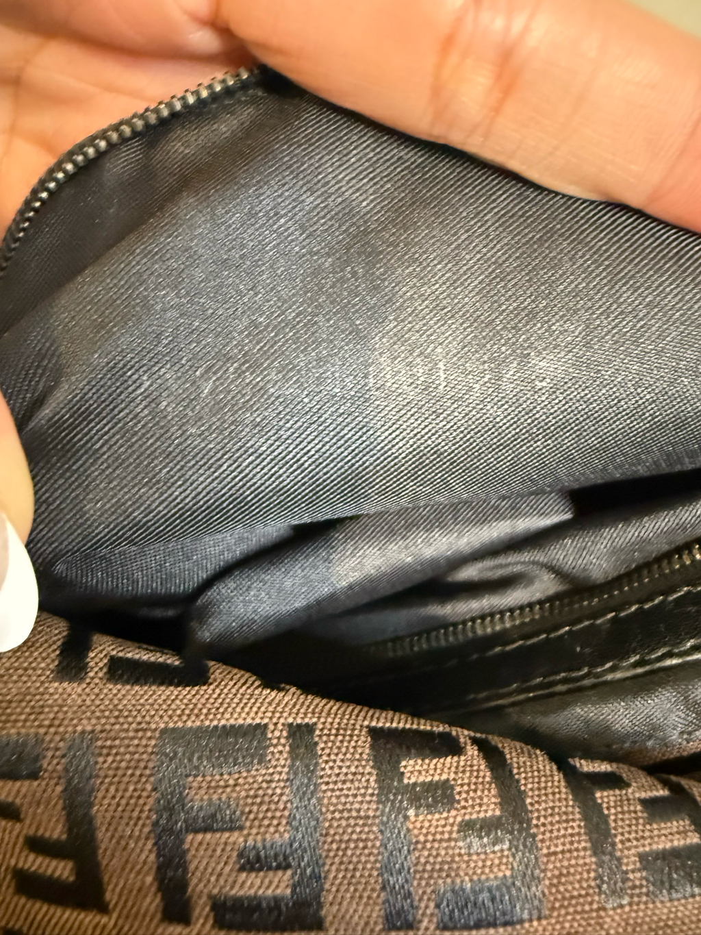 Fendi Zucca Mama Hobo Canvas Baguette Flap Shoulder