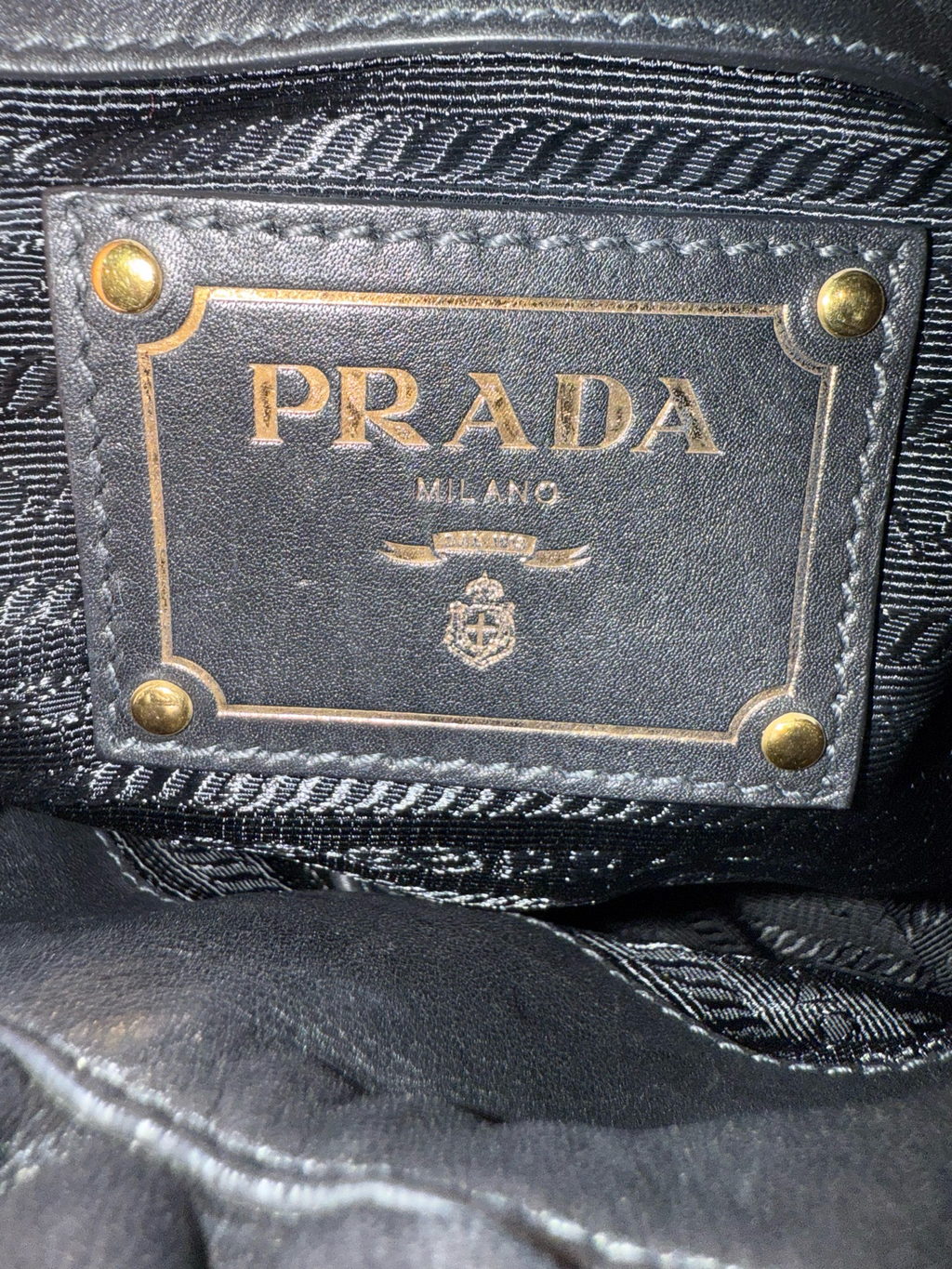 Prada Leather Crossbody Tote Black Belted