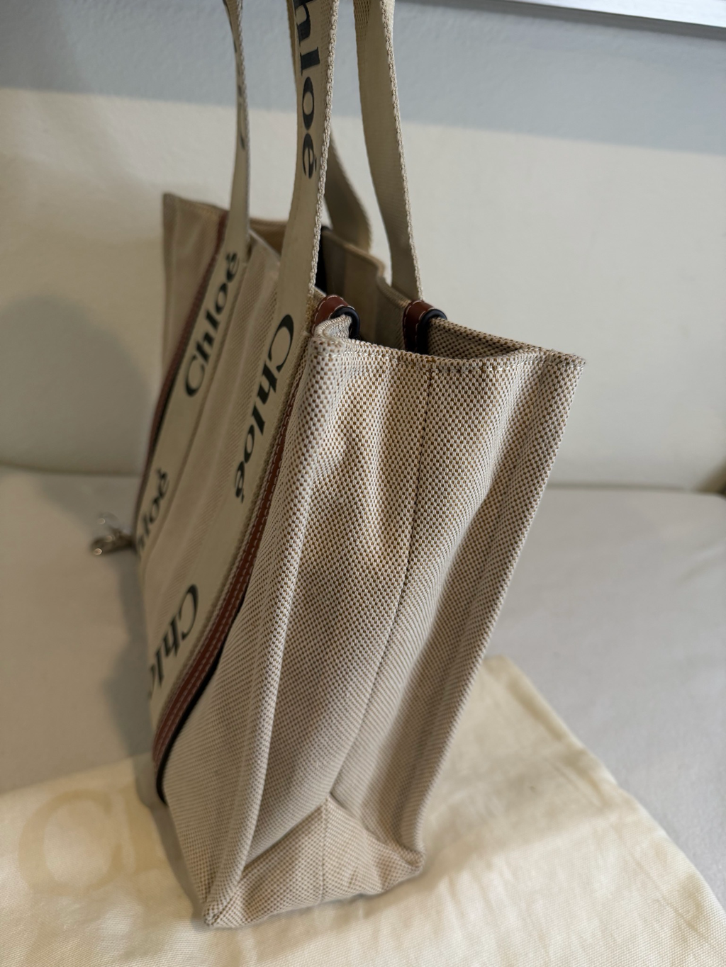 Chloe Woody Monogram Canvas Tote Shoulder Bag
