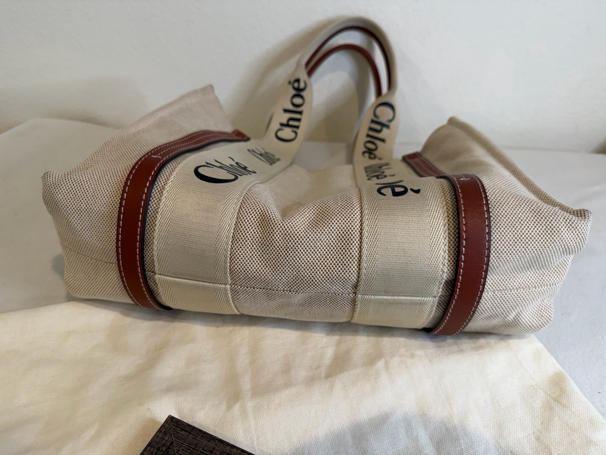 Chloe Woody Monogram Canvas Tote Shoulder Bag