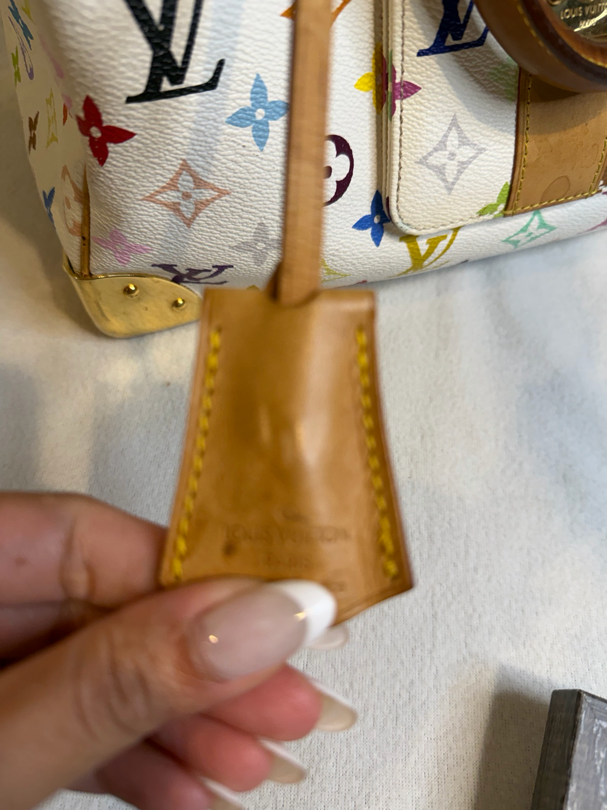 Louis Vuitton Monogram Multicolor Takashi Murakami Speedy 30 Boston Satchel Blanc