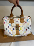 Louis Vuitton Monogram Multicolor Takashi Murakami Speedy 30 Boston Satchel Blanc