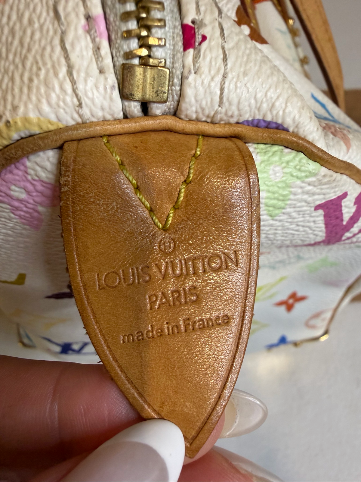 Louis Vuitton Monogram Multicolor Takashi Murakami Speedy 30 Boston Satchel Blanc