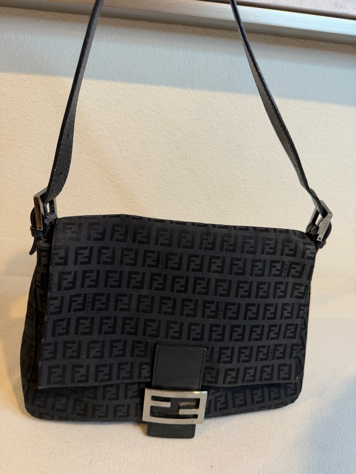 Fendi Zucca Mama Baguette Flap Shoulder Hobo