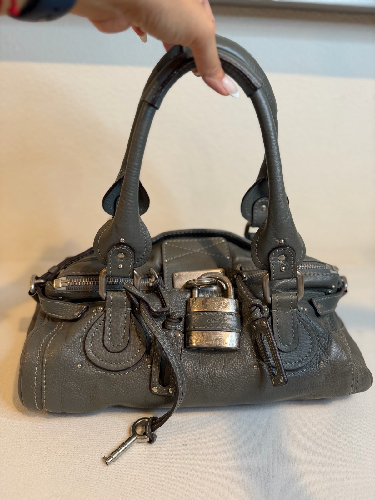 Chloe Paddington Gray Tote Shoulder Bag