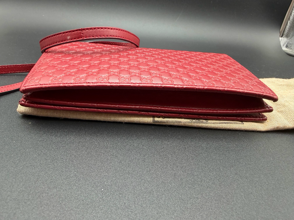 Gucci Micromonogram Messenger Flap Wallet on Strap Crossbody