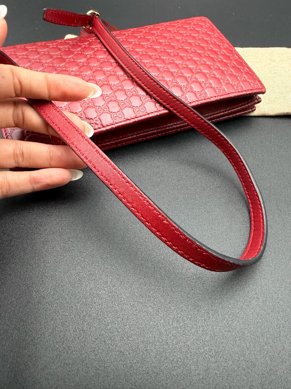 Gucci Micromonogram Messenger Flap Wallet on Strap Crossbody