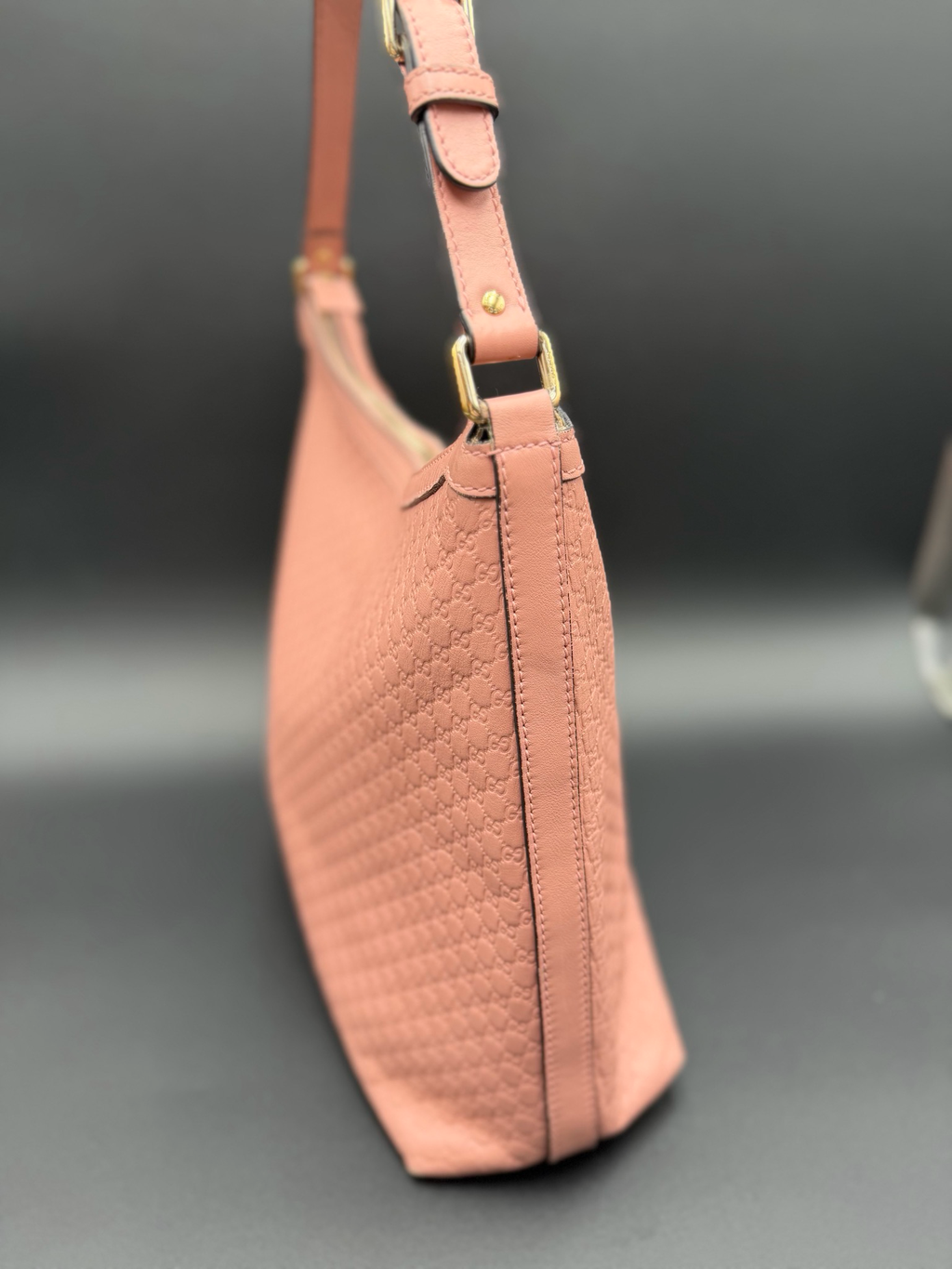 Gucci Leather Hobo Micro Monogram Shoulder Bag