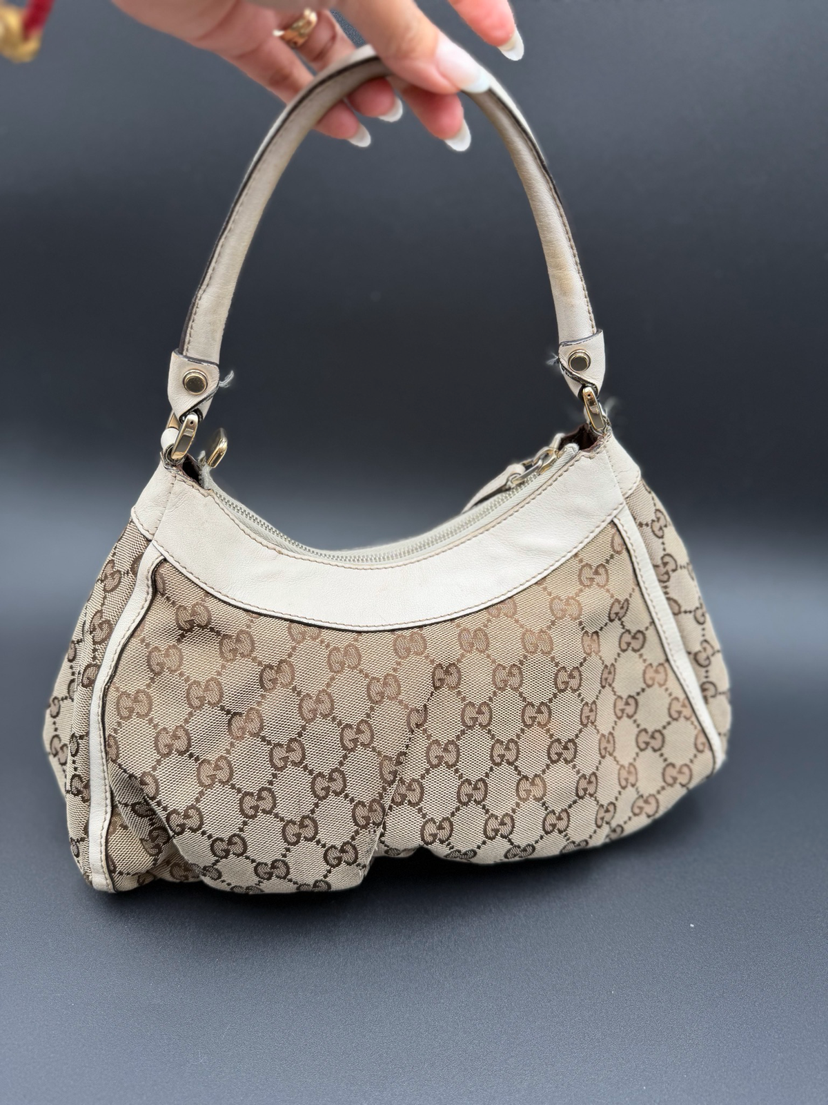 Gucci Abbey Hobo Canvas D-Ring Shoulder