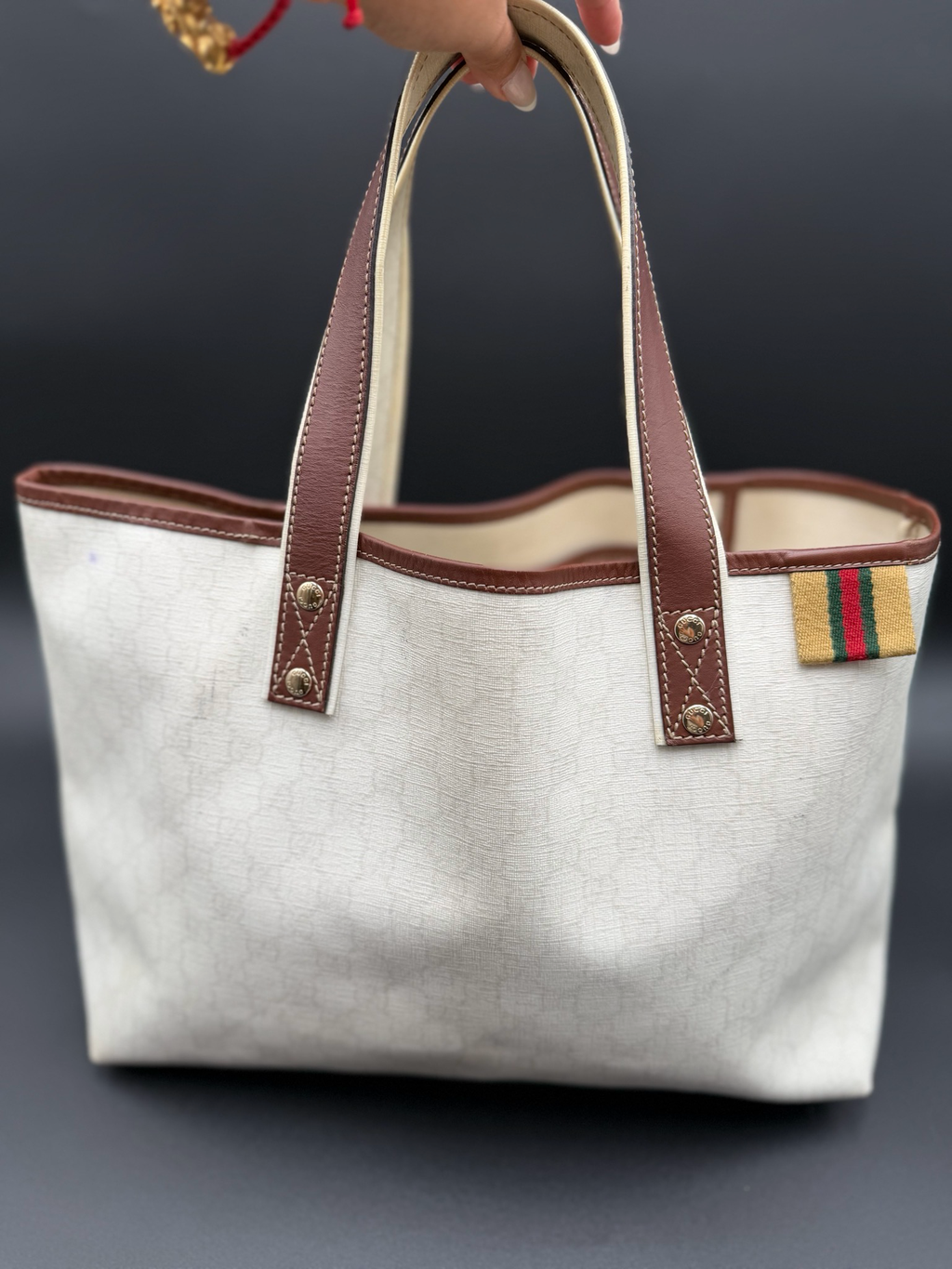 Gucci Supreme Plus Web Tote Shoulder Medium Bag