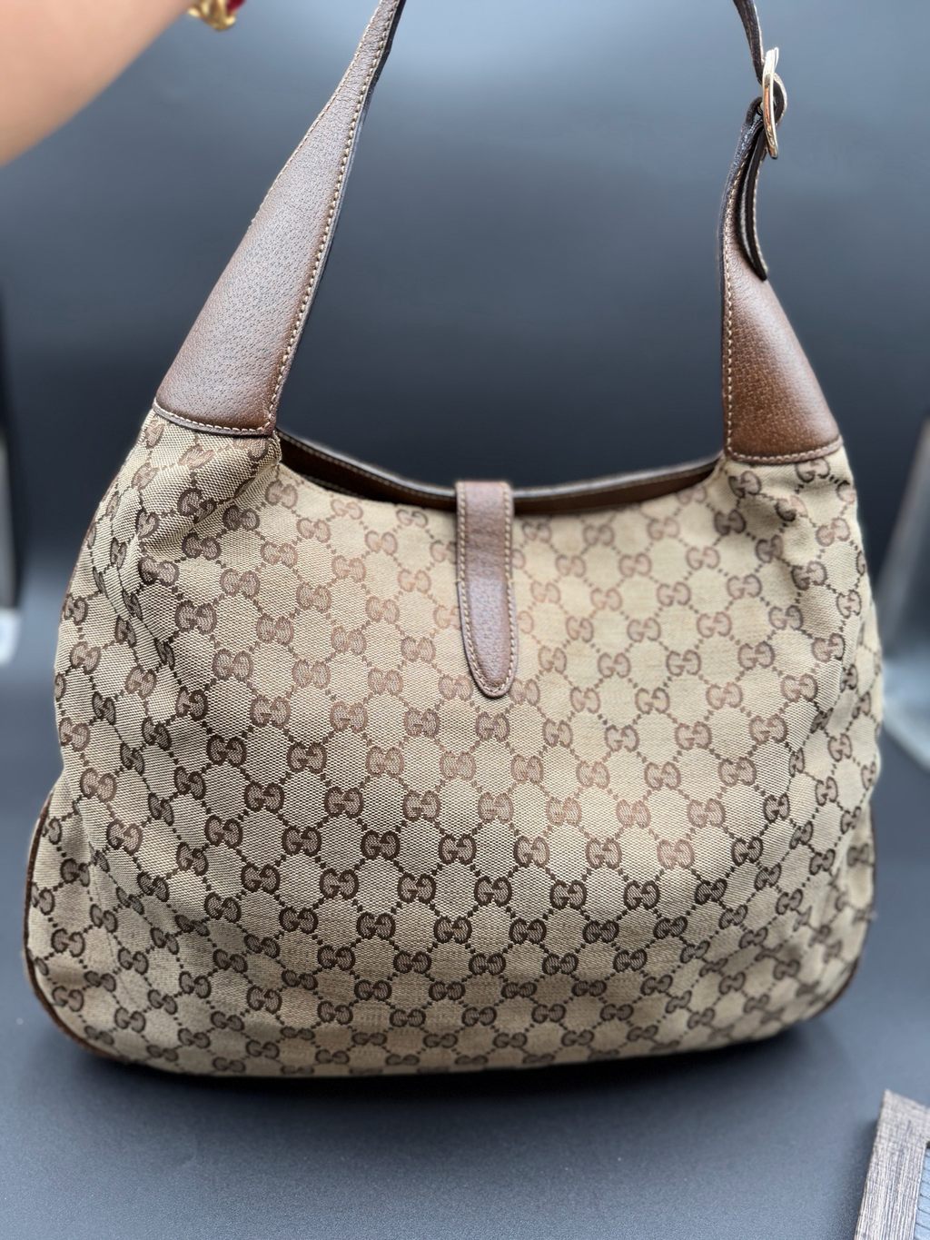 Gucci Jackie Hobo Monogram Canvas Piston Lock