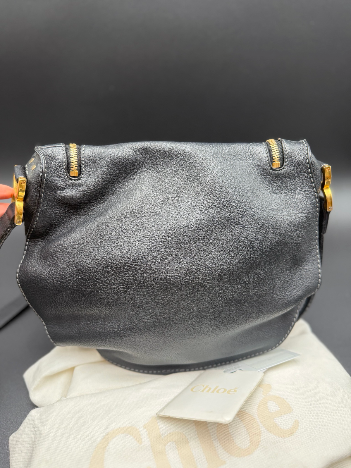 Chloe Marcie Saddle Messenger Crossbody Sling Black