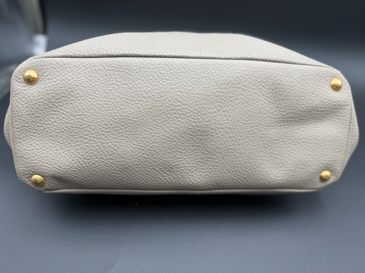 Prada Vitello Daino Long Strap Tote Shopper Side Pocket