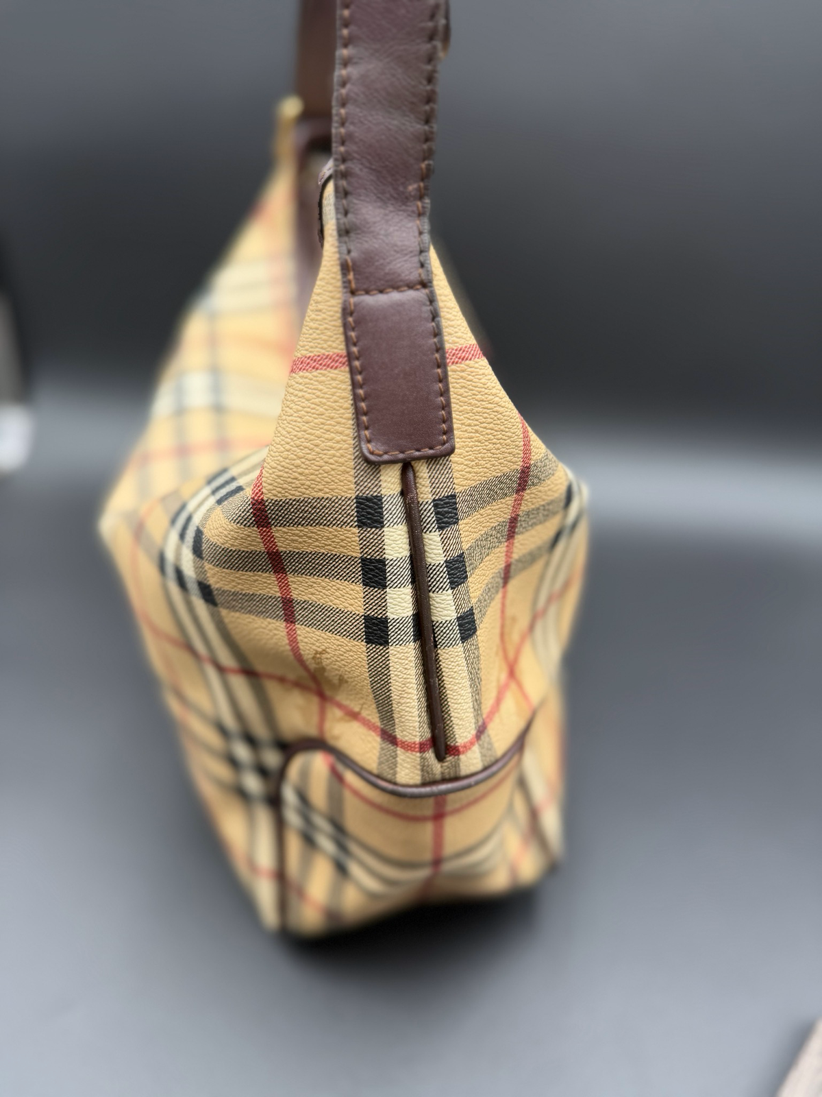 Burberry Haymarket Check Hobo Shoulder Bag