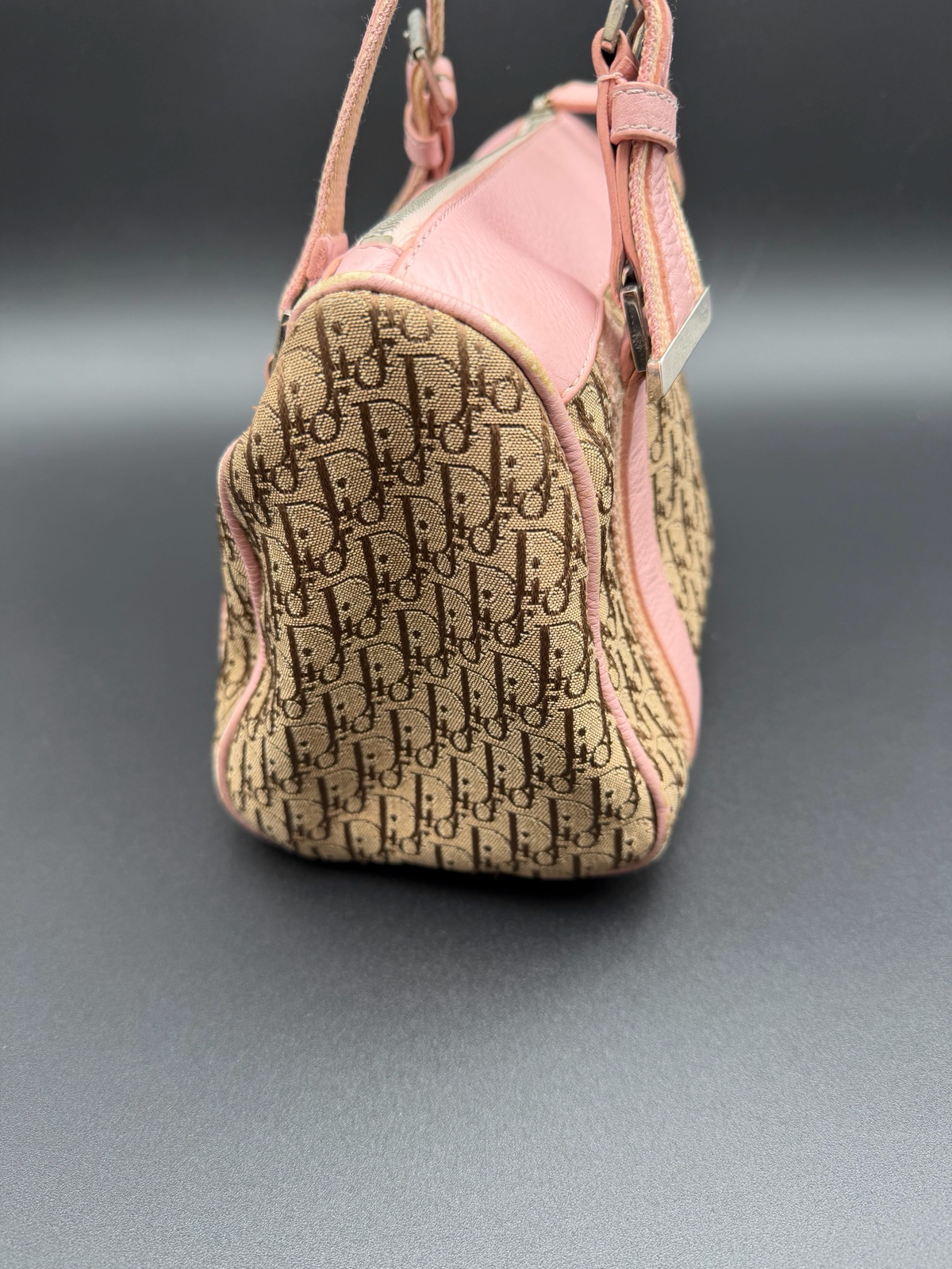 Christian Dior Trotter Canvas Monogram Tote Shoulder Pink
