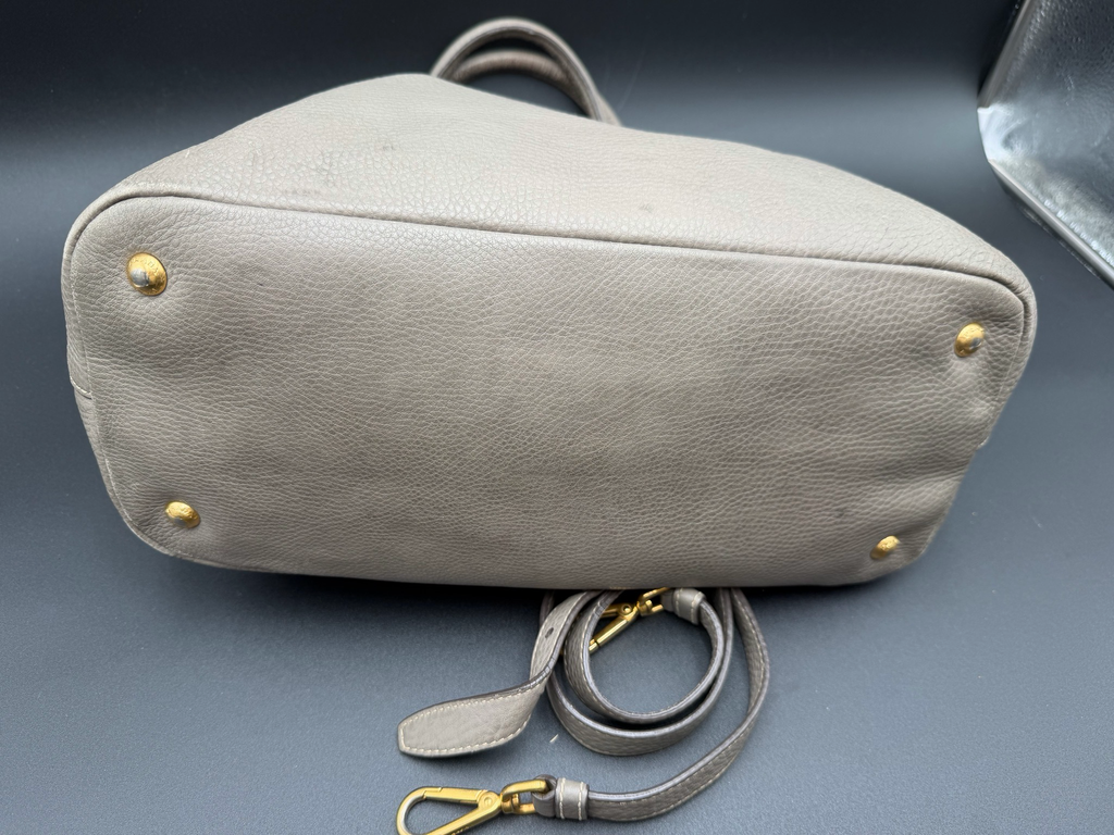 Prada Vitello Daino Messenger Crossbody Top Handle Tote