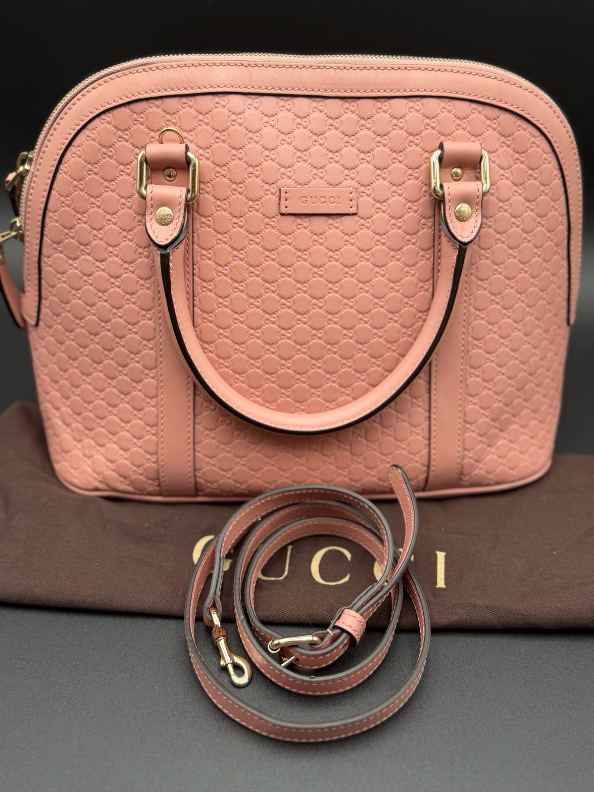 Gucci Microguccissima Dome Medium Tote Messenger Crossbody Sling