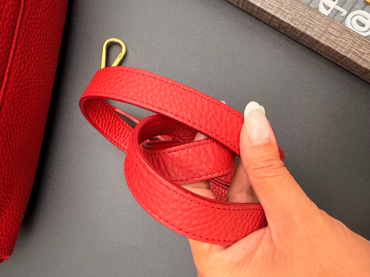 Prada Vitello Daino Vertical Tote Large Sling Messenger Red